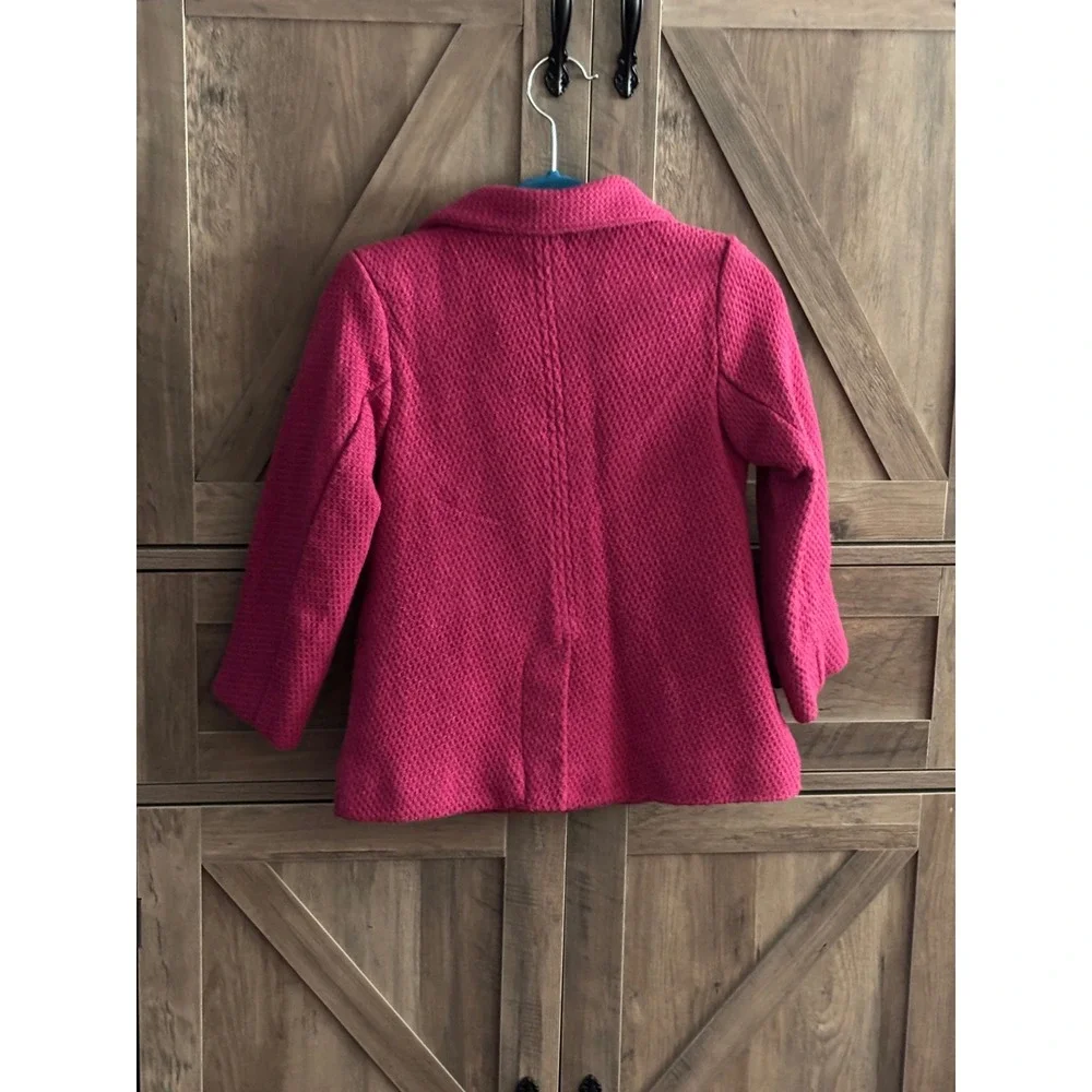 Old Navy Girls Pink Textured Pea Coat Jacket Magenta Size 4T Button Front Pocket